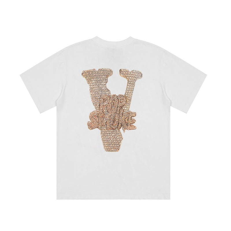 Pop Smoke Vlone King of New York T Shirt Palm Necklace Big V Printed T-shirt