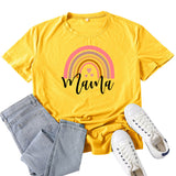 Boy Mama T Shirt Mama Rainbow Pattern Printed T-shirt