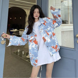 Spray Painted Jacket Colorful Coat Women's Autumn Loose Retro Jacket Top