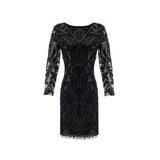 The Great Gatsby Prom Dresses Sexy V-neck Long Sleeve Sequin Bead Dress Skirt