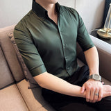 Men Shirts V-neck Half Sleeves Shirt