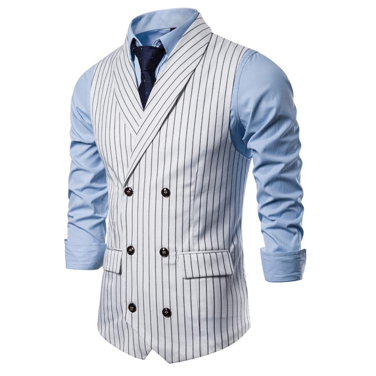 Men's Dress Vests Men's Vest Casual Jacket Business Waistcoat Striped Suit Vest Men's Casual