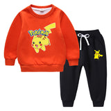 Children Pokemon Pikachu Hoodie & Pant Set Fleece Lined Padded Warm Keeping Winter Clothes Sweatershirt Suit