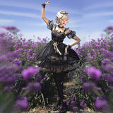 Gothic Lolita Harajuku Style Clothing Girl Lolita Skirt Summer JSK Dark Vintage Black Gold Dress