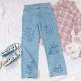 Anime Print Jeans Denim Pants Jeans Baggy Straight Trousers for men Clothing