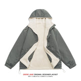 Men Coat Double-Sided Men's Winter Fleece Lined Padded Warm Keeping Outdoor Cotton Coat Casual Jacket