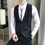 Tuxedo Vests Men's Suit Vest Trendy Unique Slim Fit Spring and Autumn Thin Casual Handsome Workwear Suit Vest Men's Outer Wear