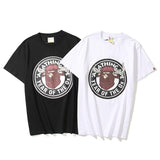 Shark Print T Shirt T-shirt Short Sleeve Black Fashion Loose