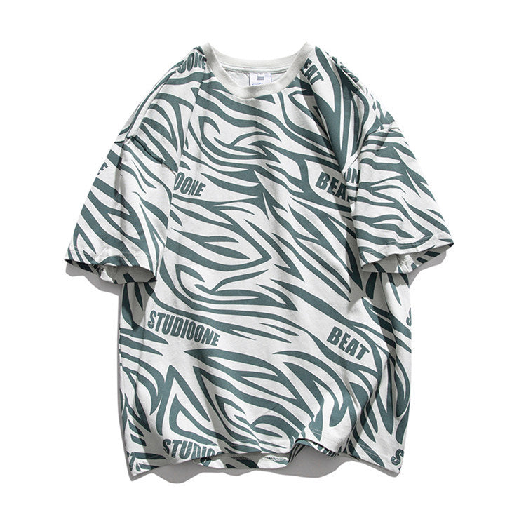 Zebra T Shirt Round Neck Pullover Zebra Pattern