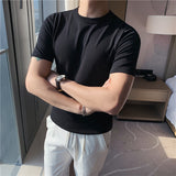 Men Short Sleeve T-Shirt Solid Color Simple Knitwear T-shirt