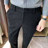 Men Trousers Simple Embroidery Small Suit Pants