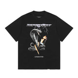 Present T Shirt Vintage Distressed Python Print Loose round Neck T-shirt Couple