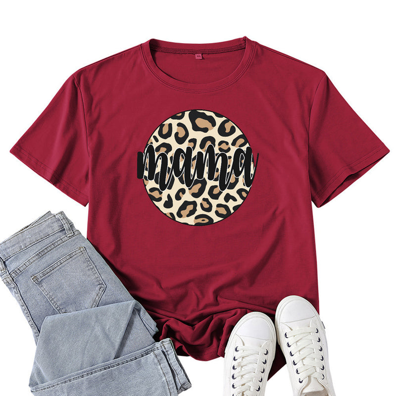 Boy Mama T Shirts Mama Leopard Circlet T-shirt