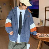 Corduroy Patch Jacket Vintage Corduroy Coat for Men Fall Casual Jacket