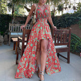 Women Bohemian Dress Spring and Summer Sexy Printed Dress