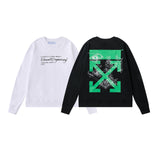 Off White Long Sleeve round Neck Neck Sweater for Men and Women