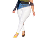 Women Plus Size Jeans High Waist Slim-Fit Lace Up Denim Skinny Pants