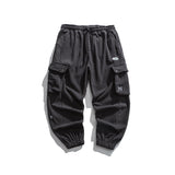 Man Fall Winter Outfis Winter Clothes Loose-Fit Tappered Trousers Boys Solid Color Simple Multi-Pocket Cargo Pants