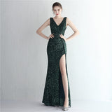 Sequin Evening Dress Split Long Sequined Fishtail Skirt