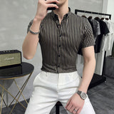 Men's Striped Short-Sleeved Shirt