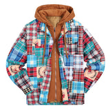 Bane Coat Plaid Long Sleeve Hooded Fake Two Pieces Cotton Padded