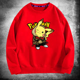 Men and Women Pokemon Pikachu Hoodie Pokémon Pikachu Crew Neck Pullover Sweatshirt