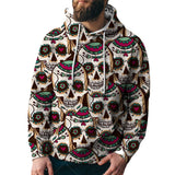 Skull Hoodie Autumn Skull Poker Printing Men's Sweater