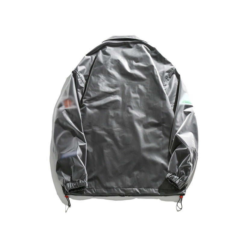 Blackair Jacket Cartoon Letter Transparent Stand Collar Jacket