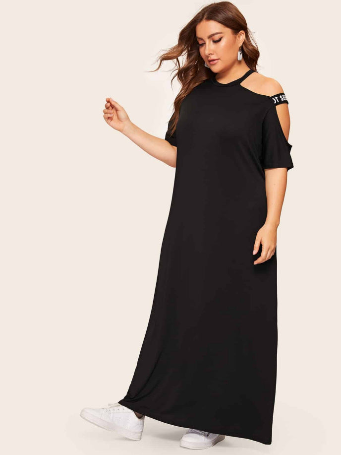Women Plus Size Maxi Dresses Summer Off-the-Shoulder Short Sleeve Dress