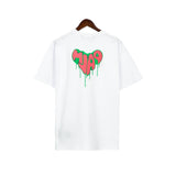 Palm Angels Letter Heart Printing Casual Loose Short Sleeved T-shirt High Street Men and Women