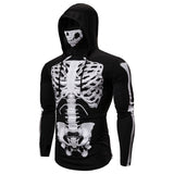 Skull Hoodie Men's Ninja Clothes Hooded Halloween T-shirt Full Skeleton Skull