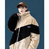 Men's Autumn Winter Coat Stand Collar Color Matching Cotton-Padded Coat
