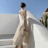 Fairy Dress Lace Strap Dress Women Vintage Summer Sexy Seaside Vacation Dress