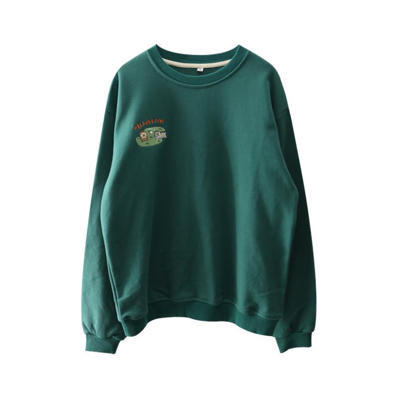 Diana Harvard Sweatshirt Blue round Neck Sweater Female Dog Print Long Sleeve Loose Sweatshirt 2