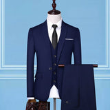 Seersucker Suit Suit Slim Three-Piece Suit for Men