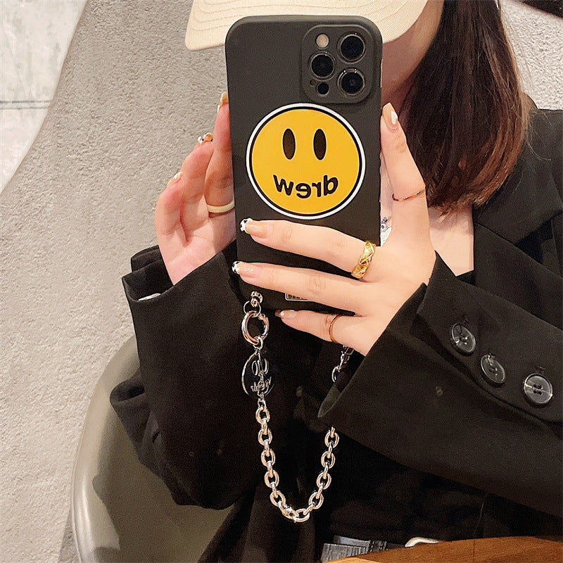 justin b drew phone case Apple 12 Drew Smiley Face Chain Phone Case XR Xs Transparent Iphone11