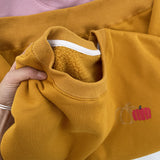 Harvard Sweatshirt Pumpkin Letter Print Thick Lambswool Brushed Hoody Women