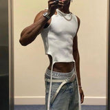 Rave Outfits Men Vest Shoulder Strap Stretch Knitted