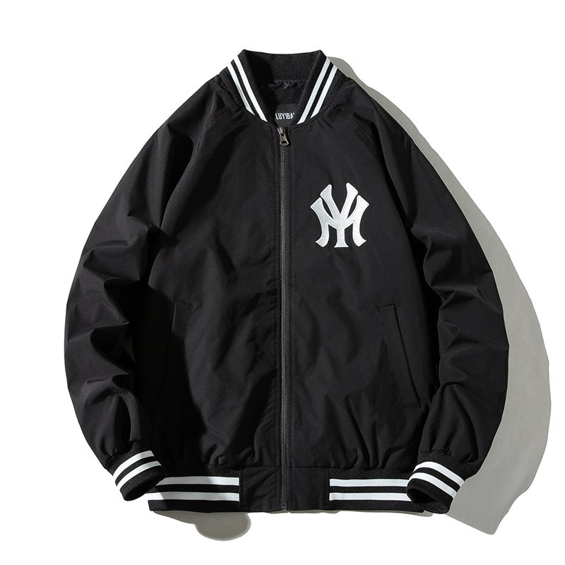 New York NYC Varsity Jacket Stand Collar Pilot Jacket