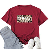 Boy Mama T Shirt Leopard Mama Pattern Printed T-shirt