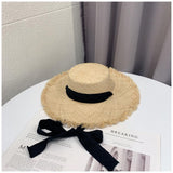 Kentucky Derby Hats Chain Strap Straw Hat Female Summer Frayed Raffia Hat