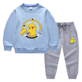 Children Pokemon Pikachu Hoodie & Pant Set Two-Piece Cotton Sweater Set