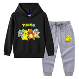 Children Pokemon Pikachu Hoodie & Pant Set Sweater Suit Cotton Trendy