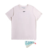 off Ow White T Shitrs Flower Series round Neck Pullover Short Sleeve