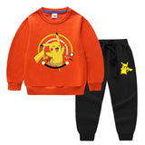 Children Pokemon Pikachu Hoodie & Pant Set Two-Piece Cotton Sweater Set