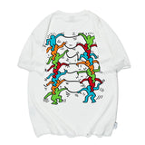 Men T Shirt Summer Casual Tops Men's Clothes Summer Wear Retro Men's round Neck Short Sleeve Casual Loose Cartoon Figures T-shirt Fashion