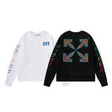 Off White Long Sleeve Round Neck Sweater Autumn And Winter Colorful Embroidery Arrow Crew Neck Pullover Sweatshirt Men And Women