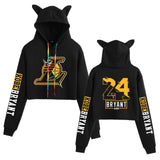 In Memory of Kobe Hoodie Kobe Memorial Clothing Casual Navel Cat Ears Hooded Sweater for Women