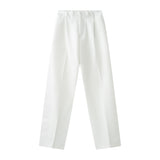 Men Suit Pants Loose Straight Mid-Waist Drape Casual