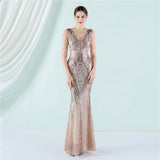 Sequin Evening Dress Long Style Long Sleeve Sequined Queen Fishtail Skirt